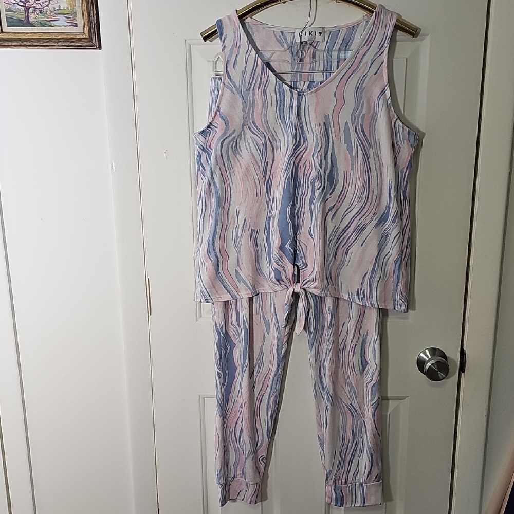 Kikit PJS Sz Large Pastel Pink And Blue Abstract Set.